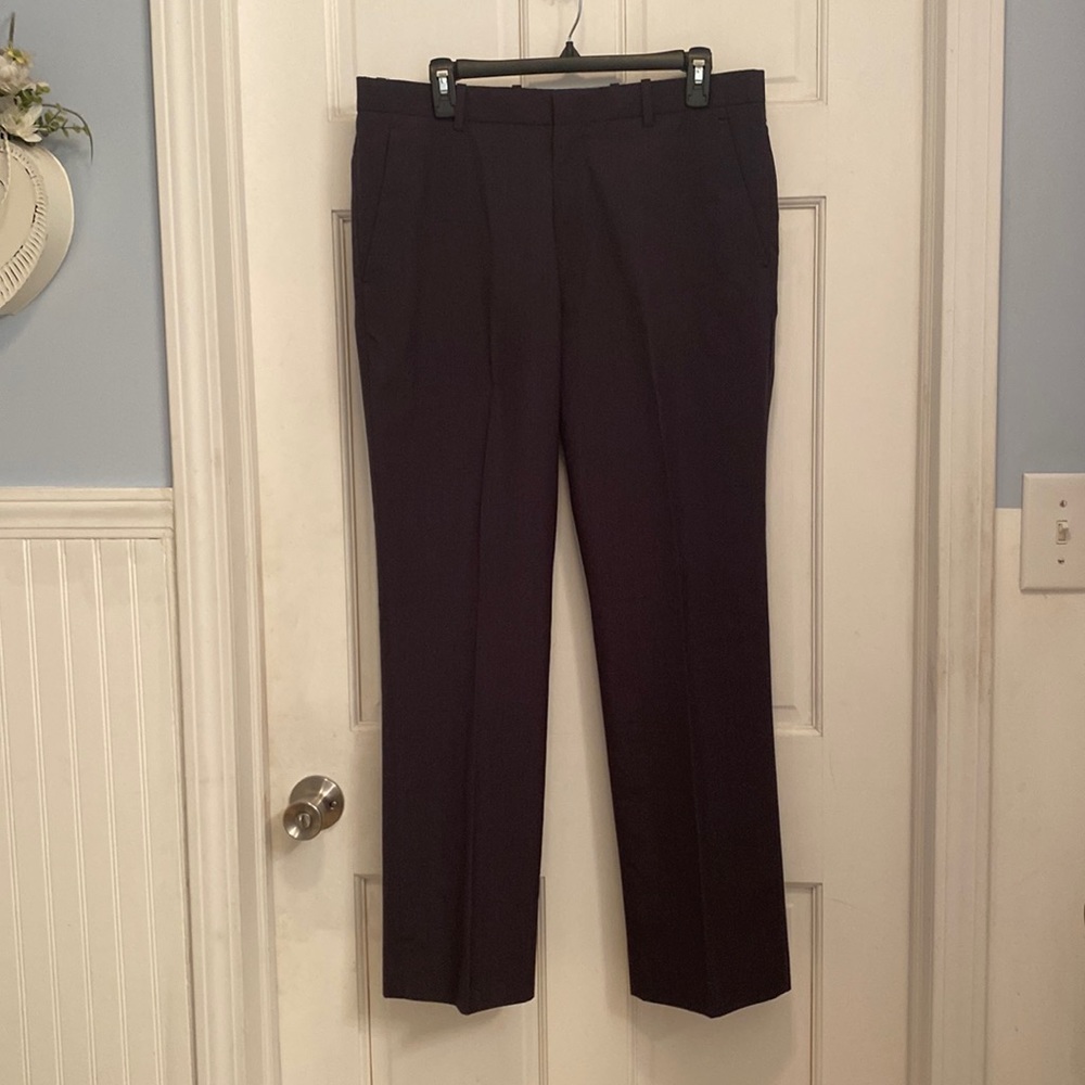 Perry Ellis Navy Blue with Tiny Gray Pinstripe Men's Dress Slacks 32X30